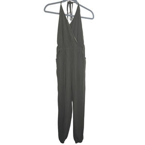 LULUS‎ Learning to Fly Olive Green Jumpsuit Halter Tie Size S